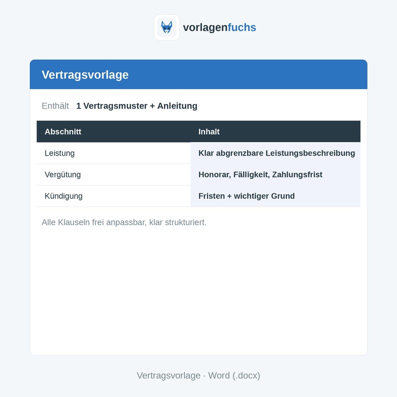 Freelancer-Vertragsvorlage – Ansicht 2