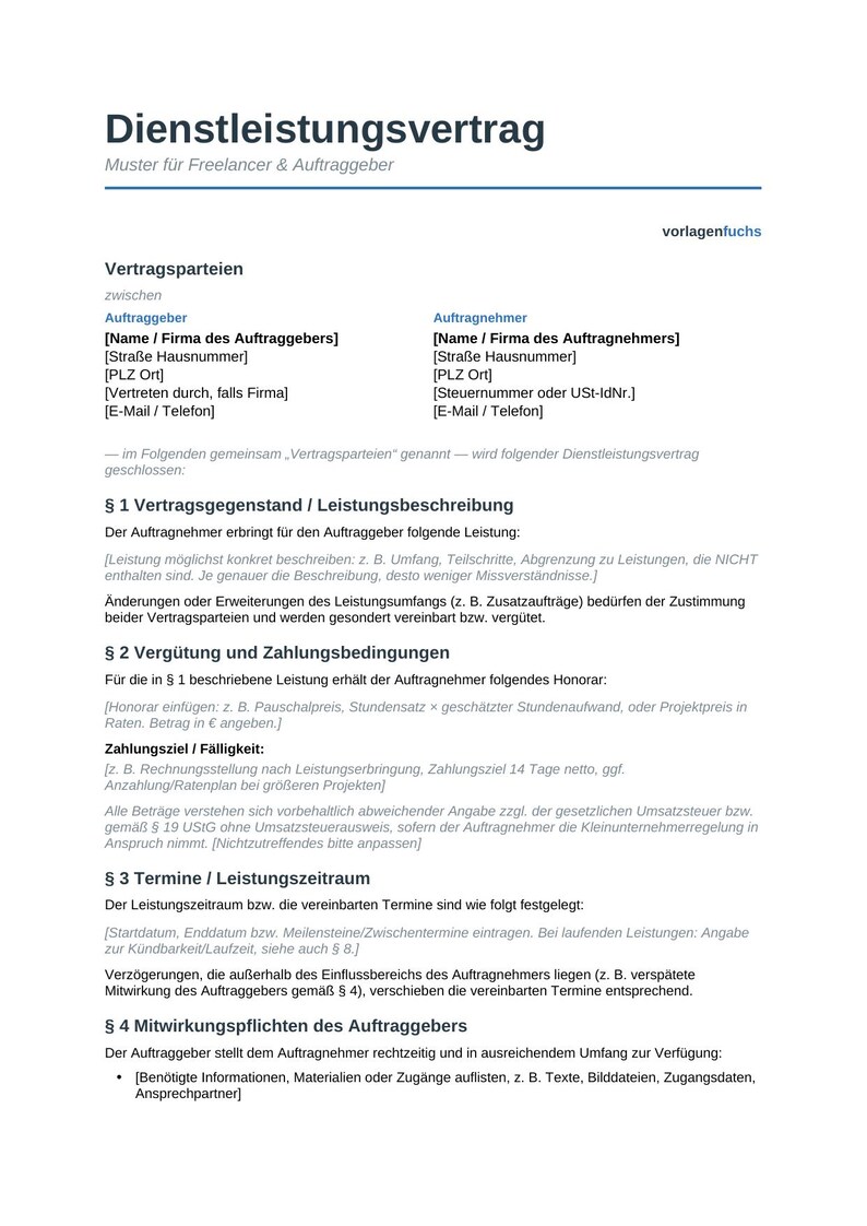 Freelancer-Vertragsvorlage – Ansicht 3