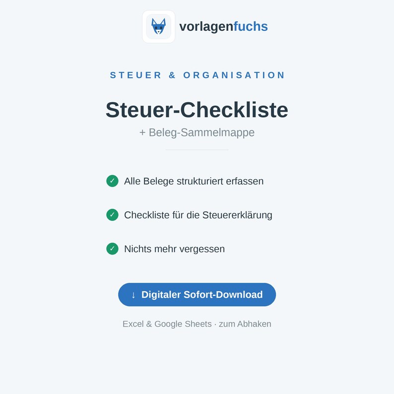 Vorschau: Steuer-Checkliste & Beleg-Organizer