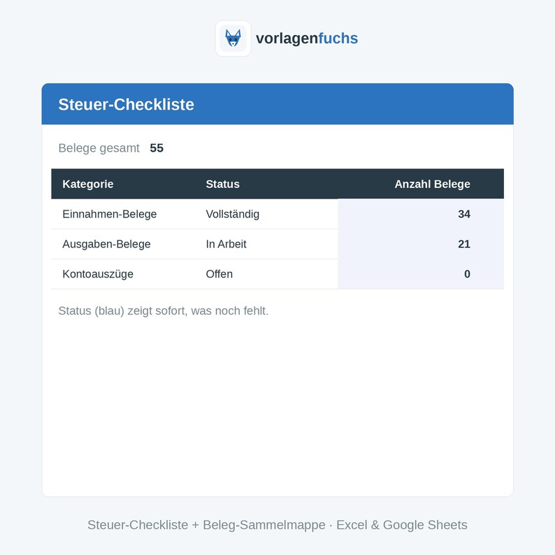 Steuer-Checkliste & Beleg-Organizer – Ansicht 2