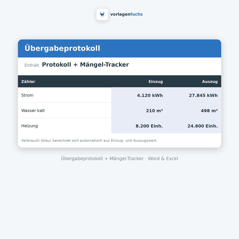 Wohnungsübergabeprotokoll – Ansicht 2